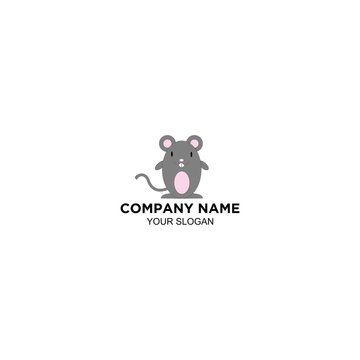 Mouse Animal Cute Logo Design vector