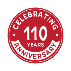 110 years anniversary logo design template. One hundred and ten years logtype. Vector and illustration.