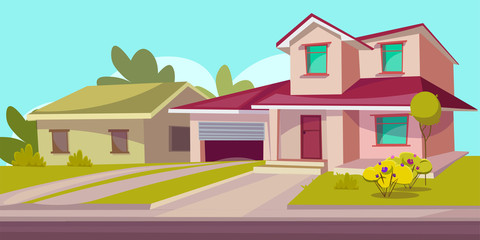 Residential house flat vector illustration