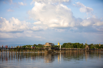 MANDALAY/MYANMAR(BURMA) - 30th July, 2019 : U BEIN BRIDGE is one of the famous teakwood bridge in the world. Located in Mandalay, Myanmar.