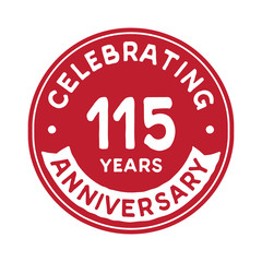 115 years anniversary logo design template. One hundred and fifteen years logtype. Vector and illustration.