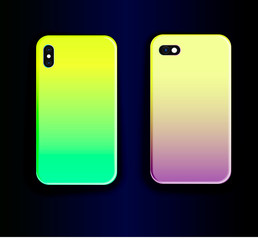 Vector mock up smartphone case with stylish gradient print. The green and yellow gradient is the trend of the season. Creative art