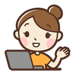 パソコンを使っている女性　案内