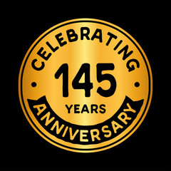 145 years anniversary logo design template. One hundred and forty-five years logtype. Vector and illustration.