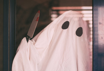 portrait of a ghost at home through the window