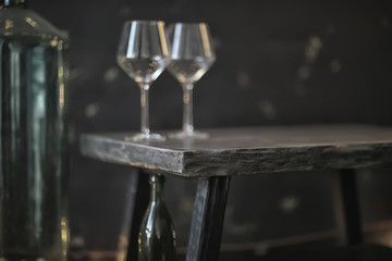 concept alcohol glass / beautiful glass, wine restaurant tasting aged wine