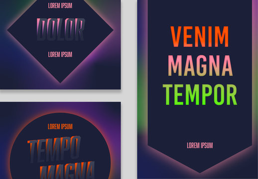 Social Media Post Layouts with Colorful Neon Gradients