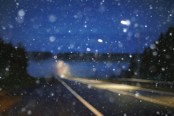 blurred transport background snow / traffic on a winter highway, seasonal auto concept, blurry auto texture, traffic jams