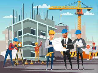 Building under construction flat illustration