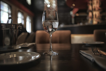 interior restaurant tableware / cutlery and tableware on a table in a cafe, beautiful catering industry