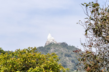 Shikharji Temple, the holiest Jain Teerths, on top of Parasnath Hill peak in Parasnath Range. The...