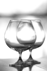 empty wine glasses restaurant interior serving / beautifully served glass wine glasses