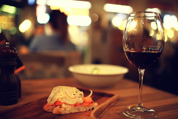 wine restaurant serving romance / beautiful concept alcohol glass, holiday dinner in a cafe