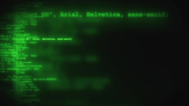 Computer Lines Of Code Scrolling/ 4k animation of an abstract computer technology background with lines of html code scrolling seamless looping