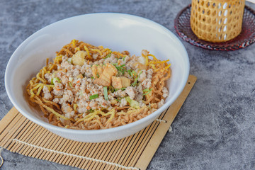 Noodle soup on background, Thai spicy food on background, Thai soup noodle, Noodle soup