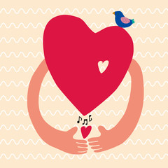 a big heart and a small heart 大きいハートと小さいハート