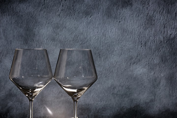 empty glasses gray background