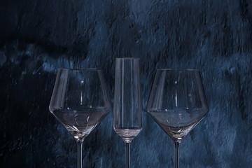 empty glasses gray background