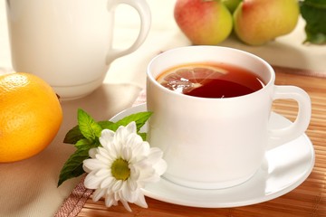 Tea with lemon slice
