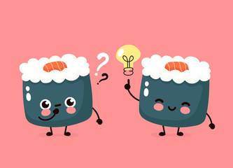 Cute happy smiling sushi,roll run  © svtdesign