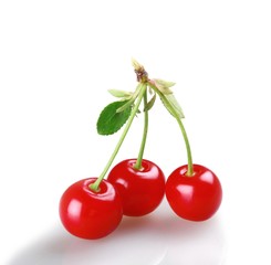Cherries With Stem And Leaves