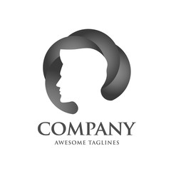 man silhouette head with modern color gradient background  vector concept