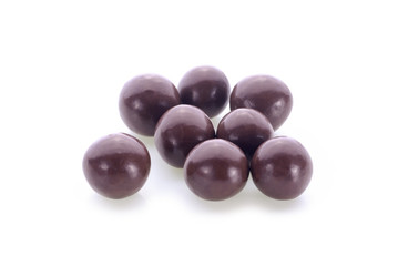Chocolate candies on a white background