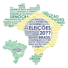 Fototapeta na wymiar Word Brazil Map for elections