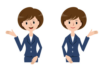 ビジネスウーマン・OL　上半身　紺色スーツ