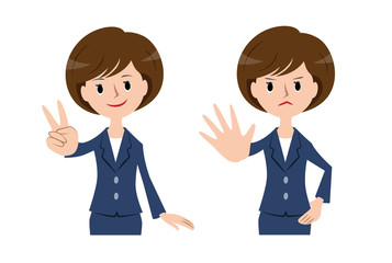 ビジネスウーマン・OL　上半身　紺色スーツ