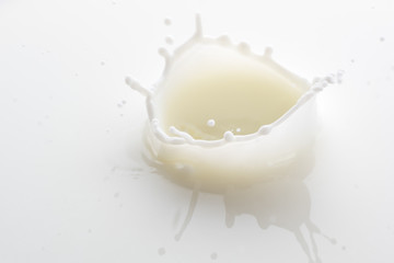 splash on the surface of white milk on a white background