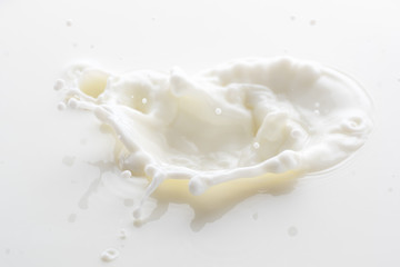splash on the surface of white milk on a white background