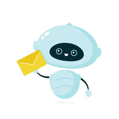 Cute smiling robot, bot with letter