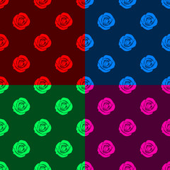 Rose pattern set of four similar texture