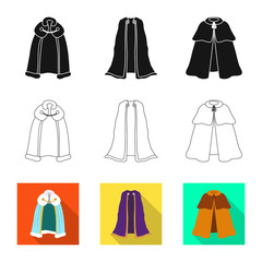 Isolated object of material and clothing symbol. Collection of material and garment stock vector illustration.