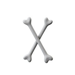 Letter X bone font. Halloween alphabet letter. 3D Rendering