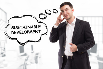 Business, technology, internet and network concept. The young businessman comes up with the...