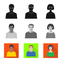 Vector illustration of hairstyle and profession icon. Set of hairstyle and character stock symbol for web.