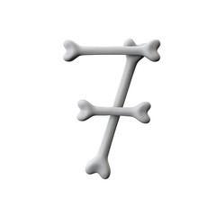 Number 7 bone font. Halloween alphabet letter. 3D Rendering