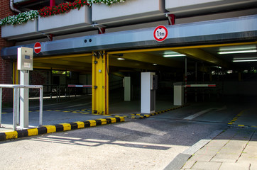 Entrance to the parking lot.