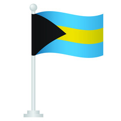 Bahamas flag. National flag of Bahamas on pole vector 