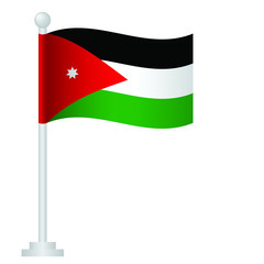 jordan  flag. National flag of jordan  on pole vector 