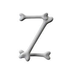 Letter Z bone font. Halloween alphabet letter. 3D Rendering