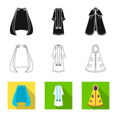 Vector illustration of material and clothing symbol. Collection of material and garment stock vector illustration.