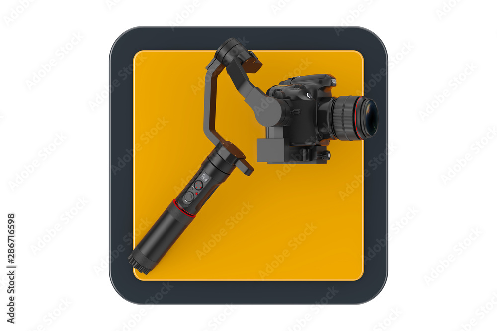 Fototapete dslr or video camera gimbal stabilization tripod system touchpoint icon button. 3d rendering