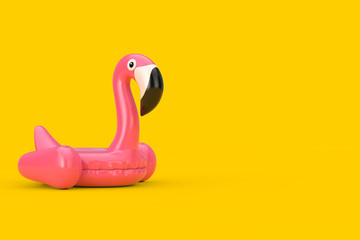 Summer Swimming Pool Inflantable Rubber Pink Flamingo Toy. 3d Rendering © doomu