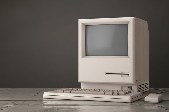 Retro Personal Computer. The System Unit, Monitor, Keyboard and Mouse. 3d Rendering