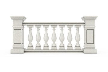 Classic Stone Pillars Balustrade with Columns. 3d Rendering