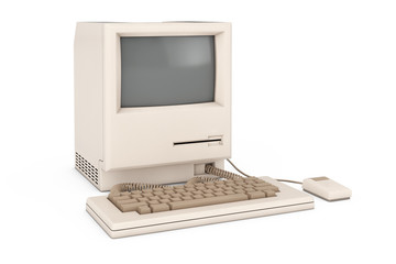 Retro Personal Computer. The System Unit, Monitor, Keyboard and Mouse. 3d Rendering