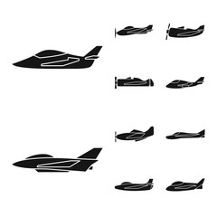 Vector illustration of transport and navigation logo. Set of transport and aircraft stock vector illustration.